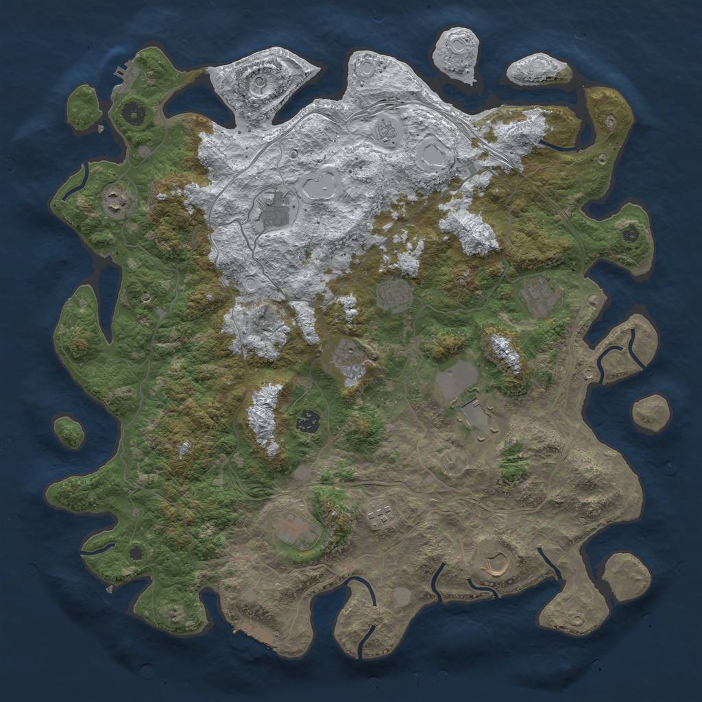 Rust Map: Procedural Map, Size: 4500, Seed: 743930122, 19 Monuments