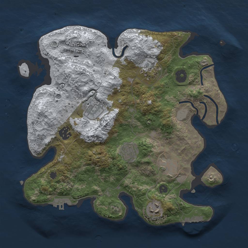 Rust Map: Procedural Map, Size: 3000, Seed: 508658043, 14 Monuments