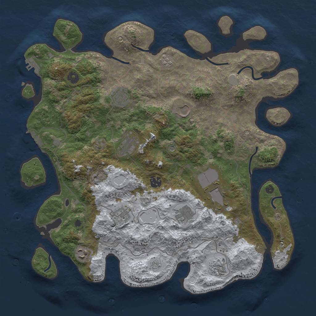 Rust Map: Procedural Map, Size: 4000, Seed: 63458245, 19 Monuments