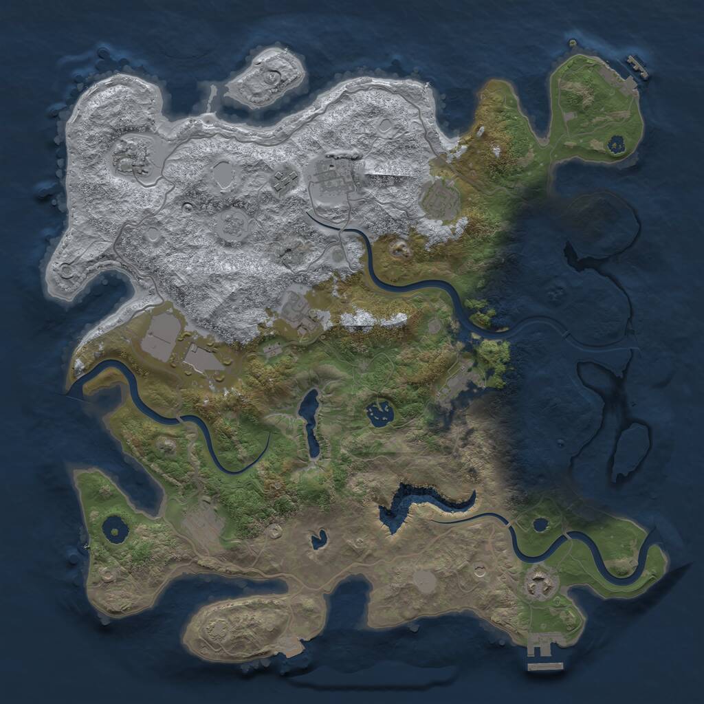 Rust Map: Procedural Map, Size: 4000, Seed: 742658, 16 Monuments