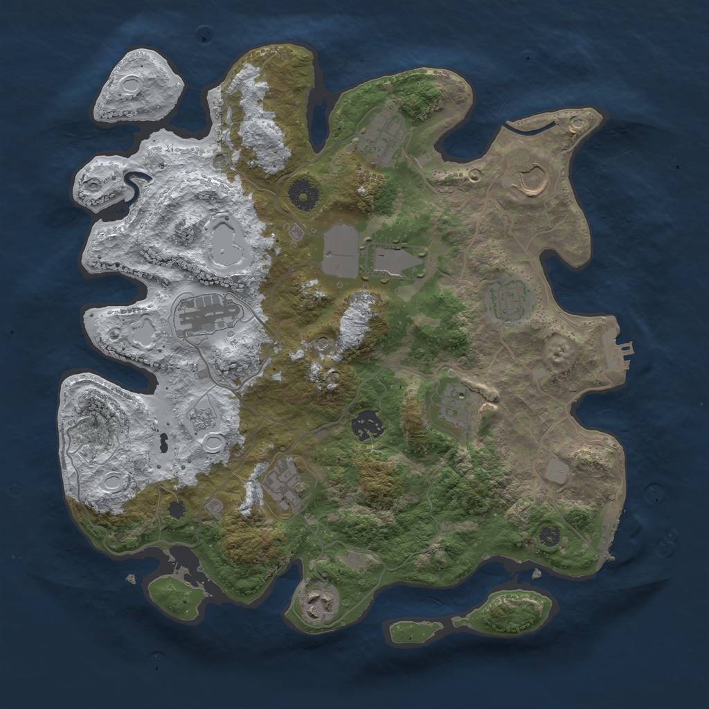 Rust Map: Procedural Map, Size: 3500, Seed: 105858661, 18 Monuments