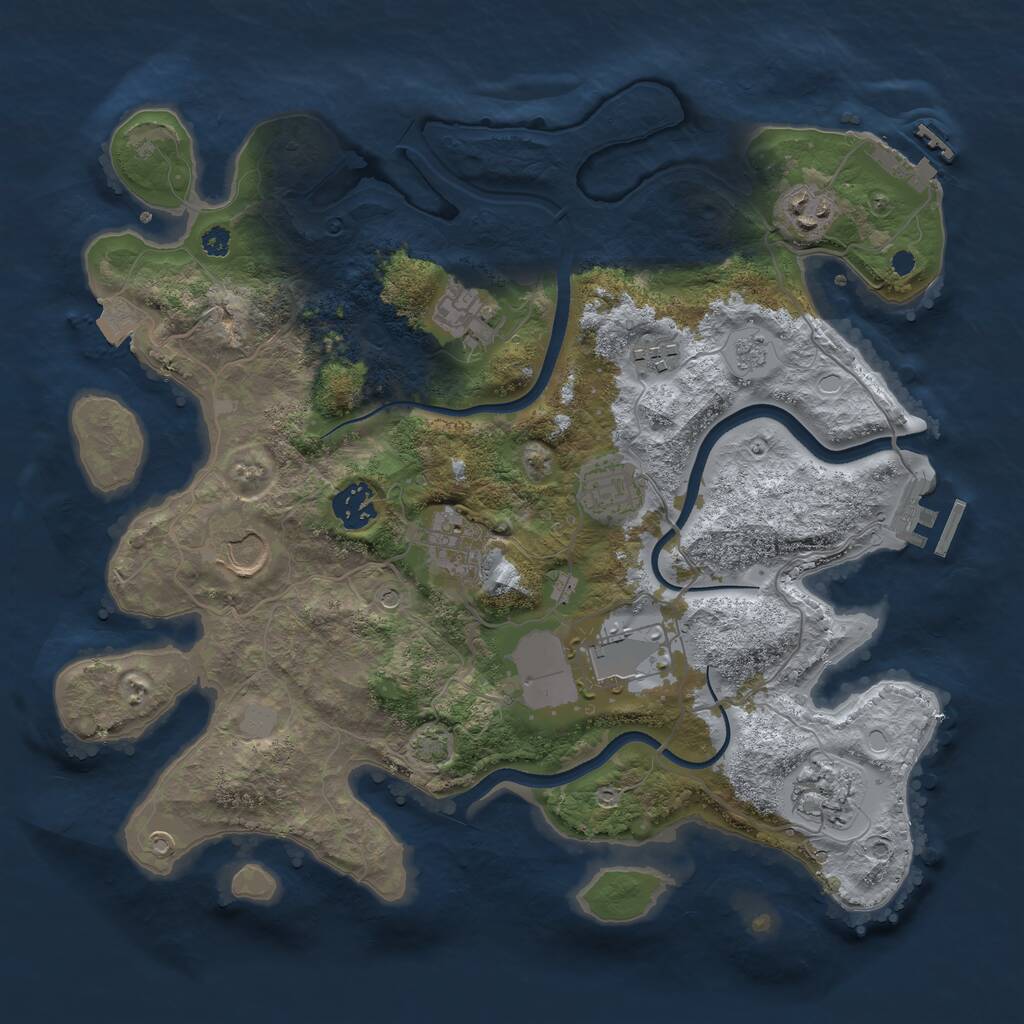 Rust Map: Procedural Map, Size: 3500, Seed: 1892351883, 15 Monuments