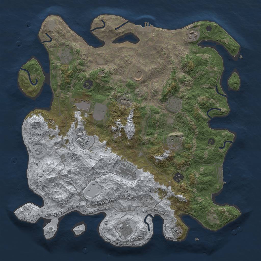 Rust Map: Procedural Map, Size: 4000, Seed: 128621, 20 Monuments