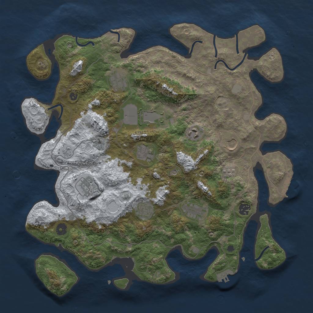 Rust Map: Procedural Map, Size: 4000, Seed: 836191, 19 Monuments