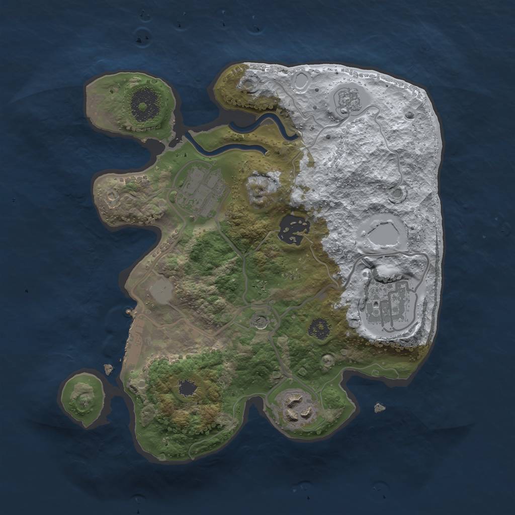Rust Map: Procedural Map, Size: 2500, Seed: 234169550, 12 Monuments