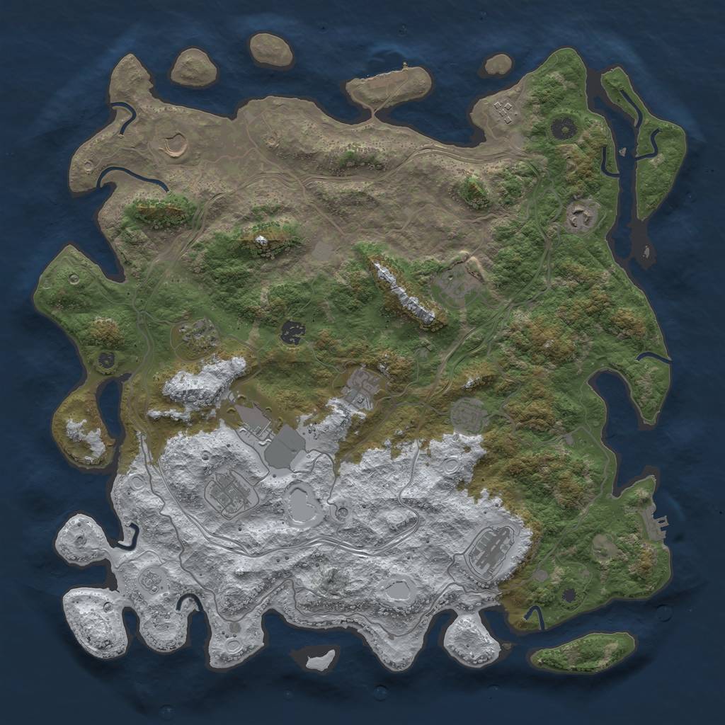 Rust Map: Procedural Map, Size: 4500, Seed: 664267178, 20 Monuments