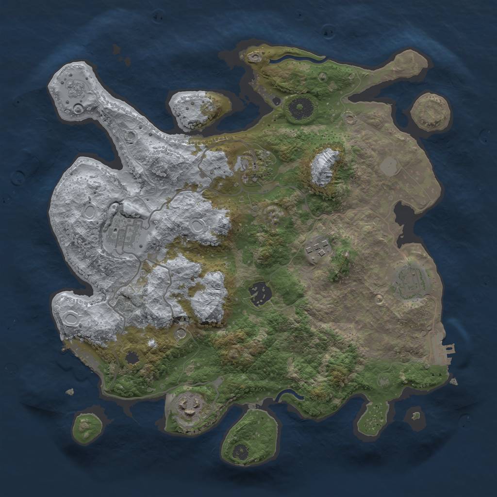 Rust Map: Procedural Map, Size: 3250, Seed: 38562, 13 Monuments