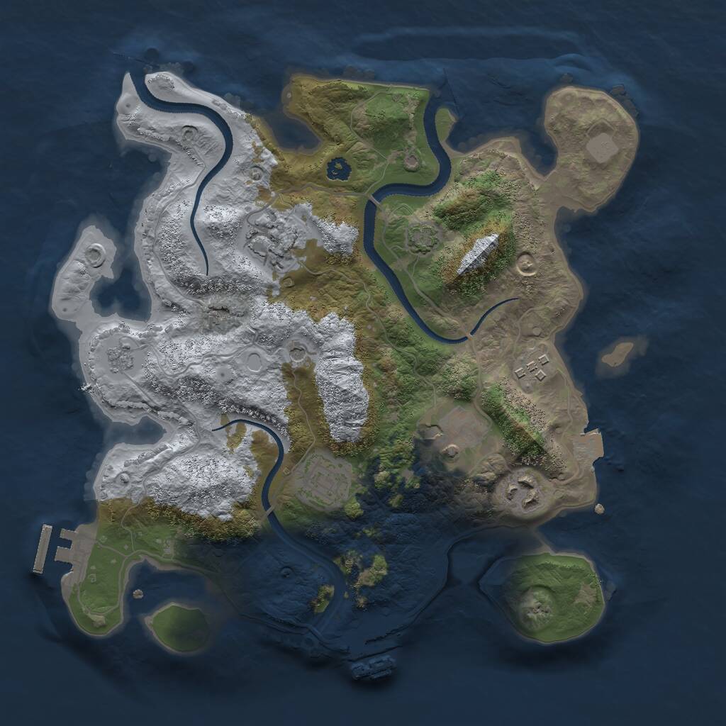 Rust Map: Procedural Map, Size: 3000, Seed: 1907506855, 11 Monuments