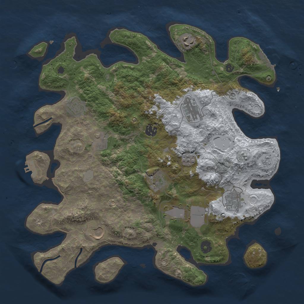 Rust Map: Procedural Map, Size: 3750, Seed: 2959138, 19 Monuments