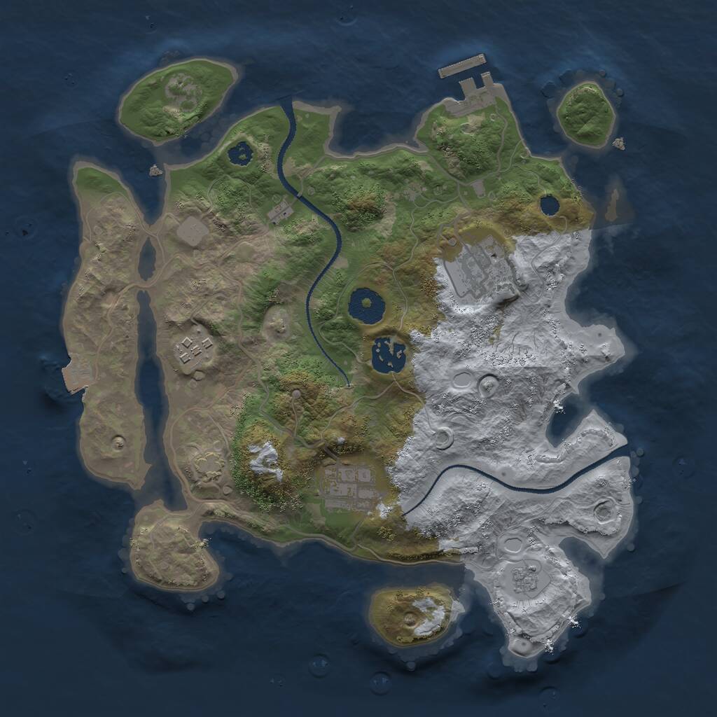 Rust Map: Procedural Map, Size: 3000, Seed: 9265, 8 Monuments