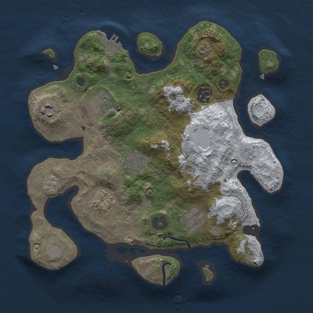 Rust Map: Procedural Map, Size: 3000, Seed: 1640494985, 15 Monuments