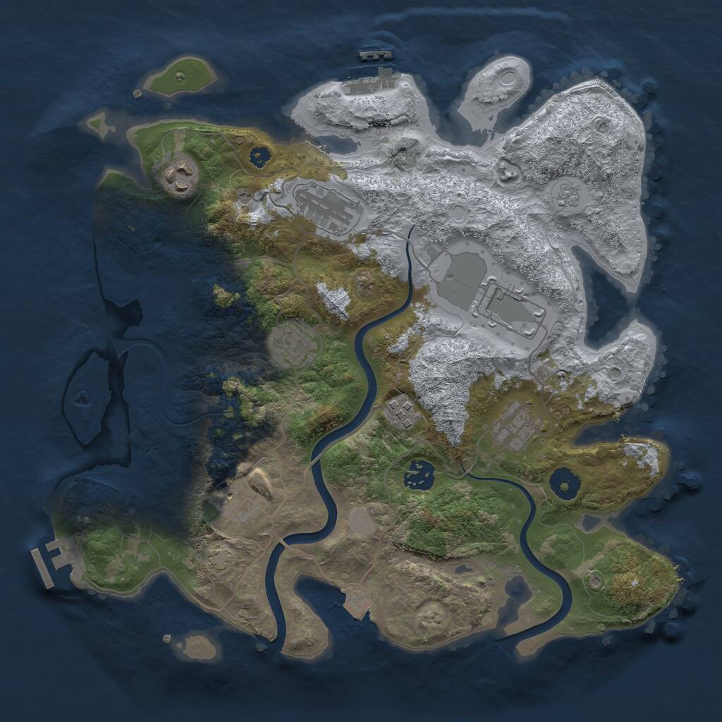 Rust Map: Procedural Map, Size: 3500, Seed: 839196404, 14 Monuments