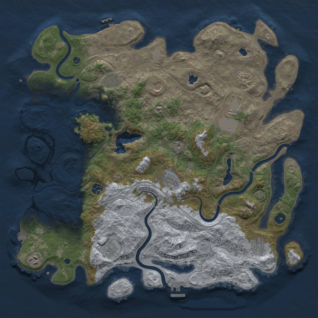 Rust Map: Procedural Map, Size: 4500, Seed: 9594, 16 Monuments