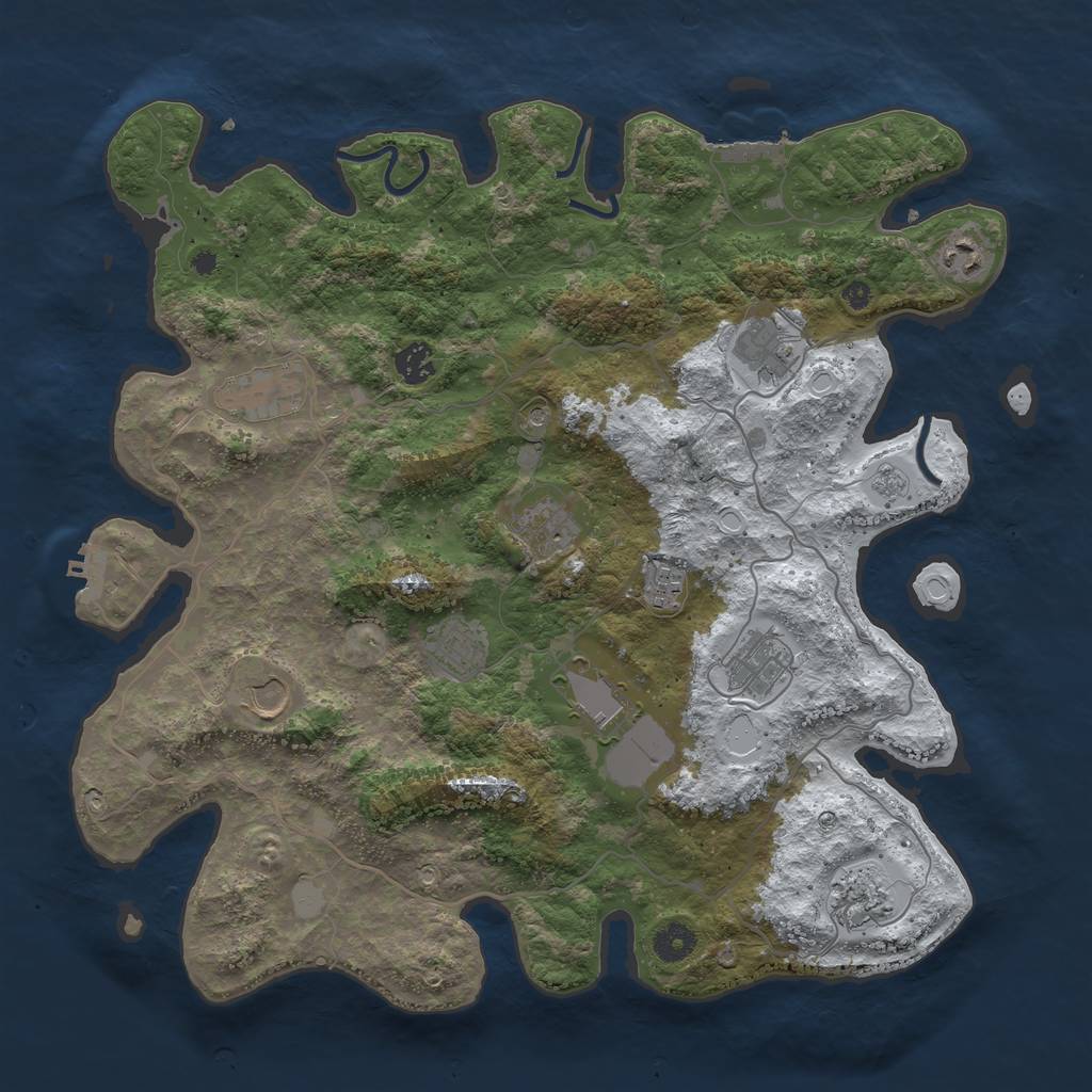 Rust Map: Procedural Map, Size: 4050, Seed: 673561301, 20 Monuments