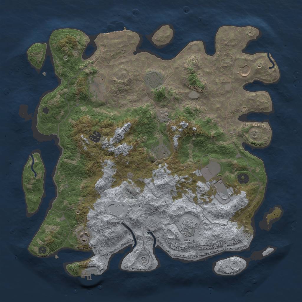 Rust Map: Procedural Map, Size: 4000, Seed: 1932302546, 18 Monuments