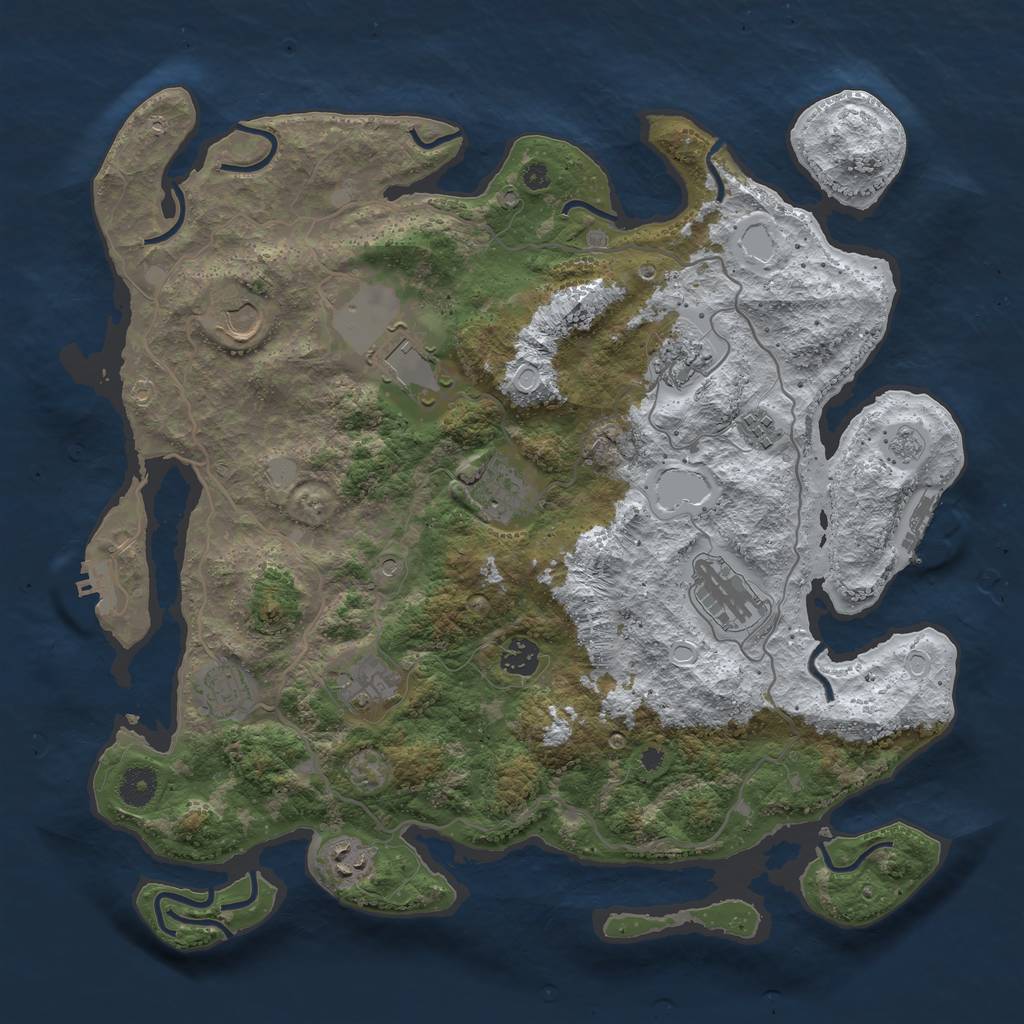 Rust Map: Procedural Map, Size: 4000, Seed: 1954307935, 19 Monuments