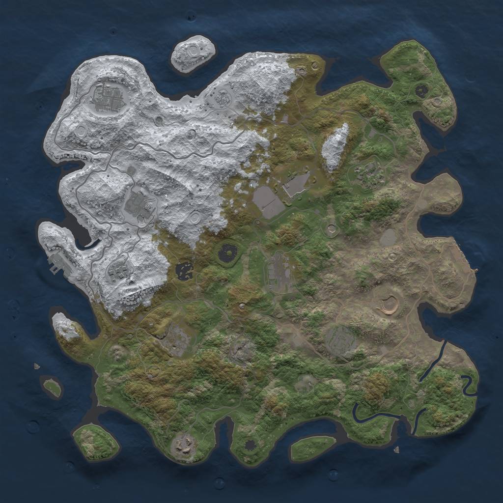 Rust Map: Procedural Map, Size: 4000, Seed: 142424, 20 Monuments
