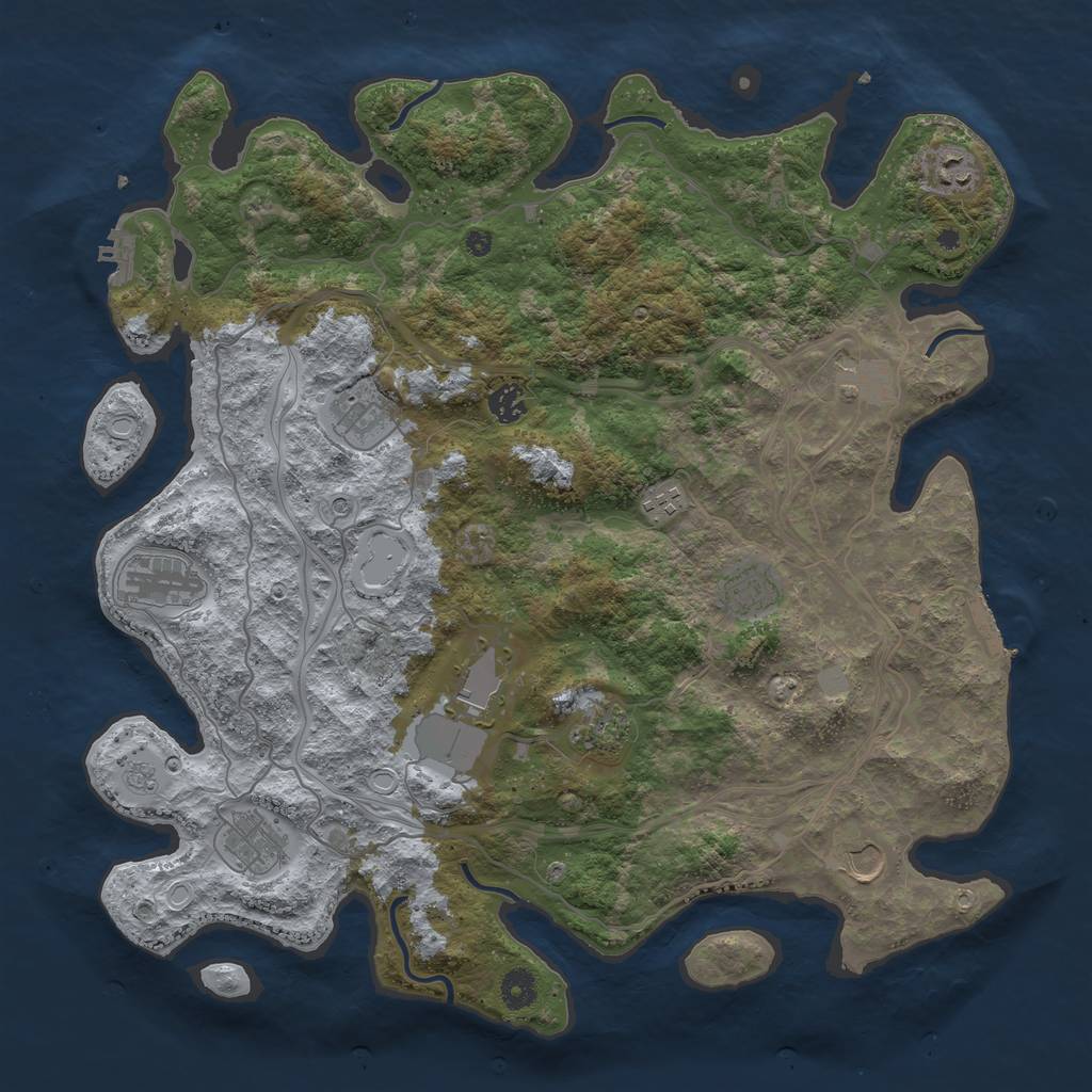 Rust Map: Procedural Map, Size: 4250, Seed: 287834425, 20 Monuments