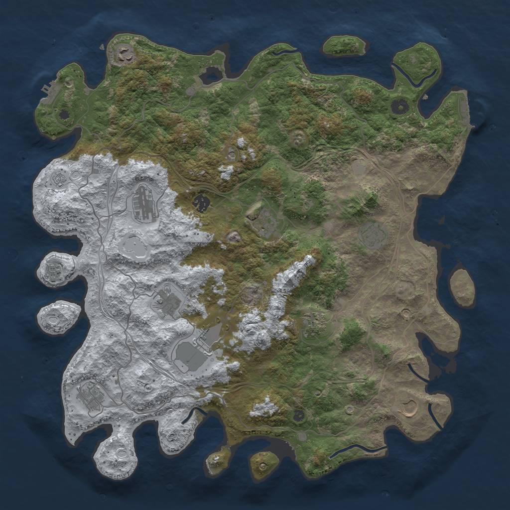 Rust Map: Procedural Map, Size: 4500, Seed: 1360818841, 20 Monuments