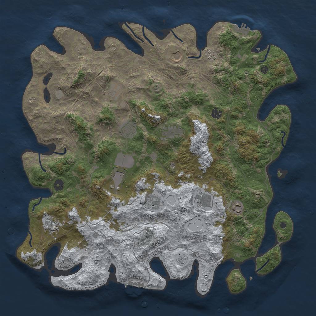 Rust Map: Procedural Map, Size: 4400, Seed: 346366635, 20 Monuments
