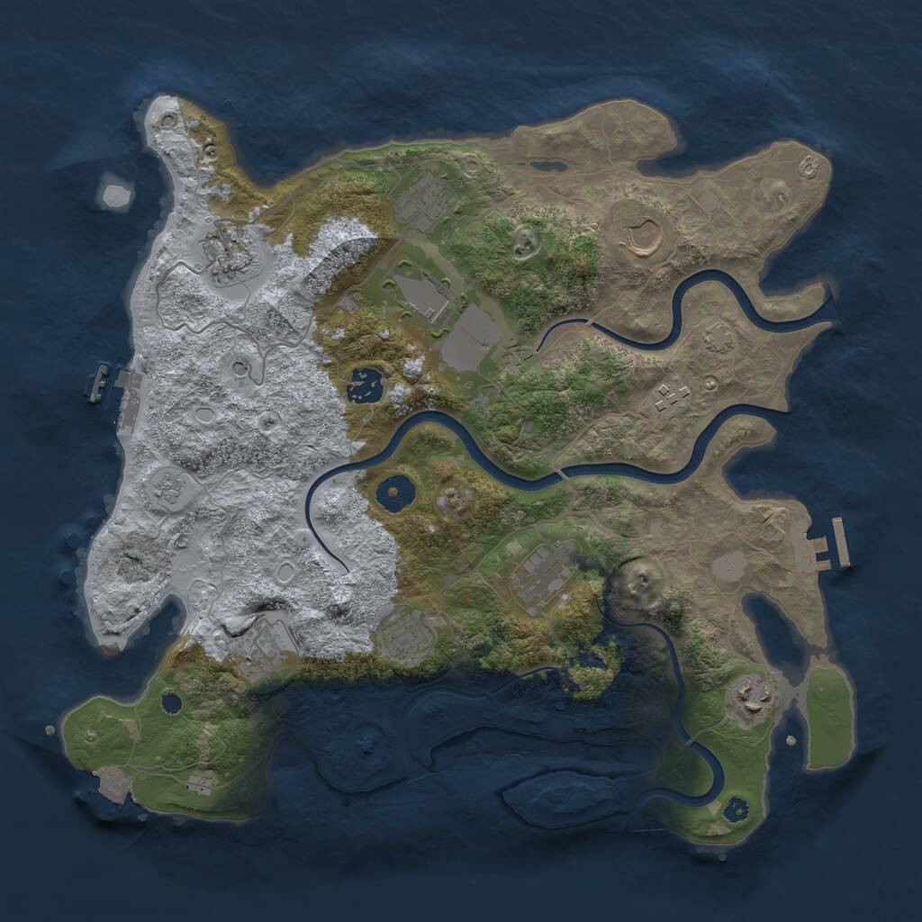 Rust Map: Procedural Map, Size: 3750, Seed: 1016410263, 16 Monuments