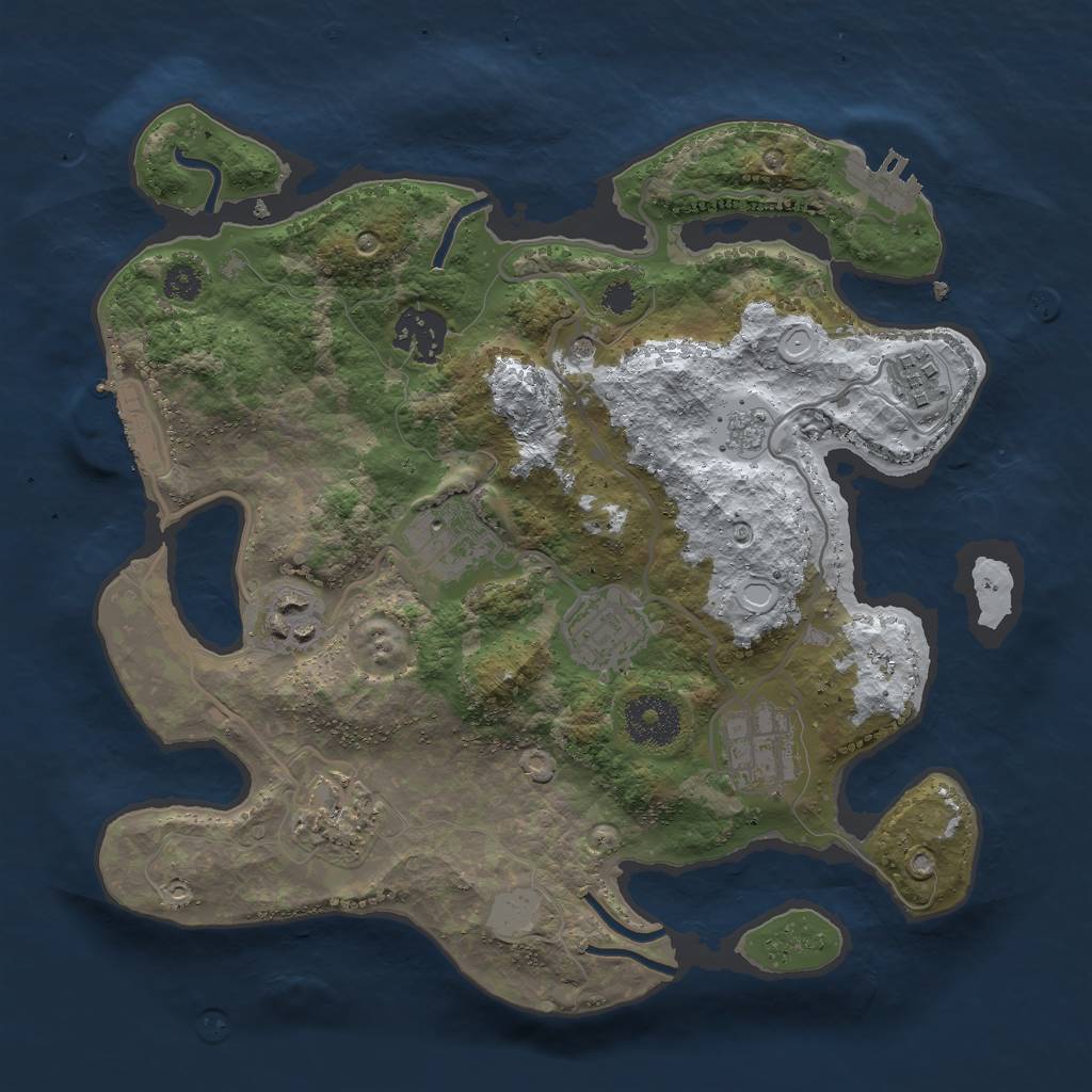 Rust Map: Procedural Map, Size: 3000, Seed: 18929, 16 Monuments