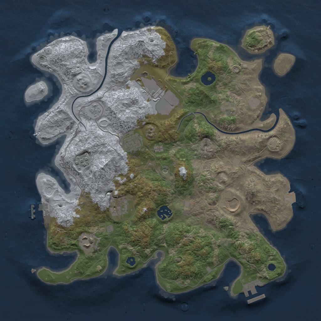 Rust Map: Procedural Map, Size: 3500, Seed: 612351, 13 Monuments