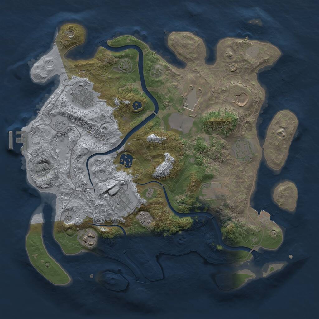 Rust Map: Procedural Map, Size: 3500, Seed: 1957314629, 14 Monuments