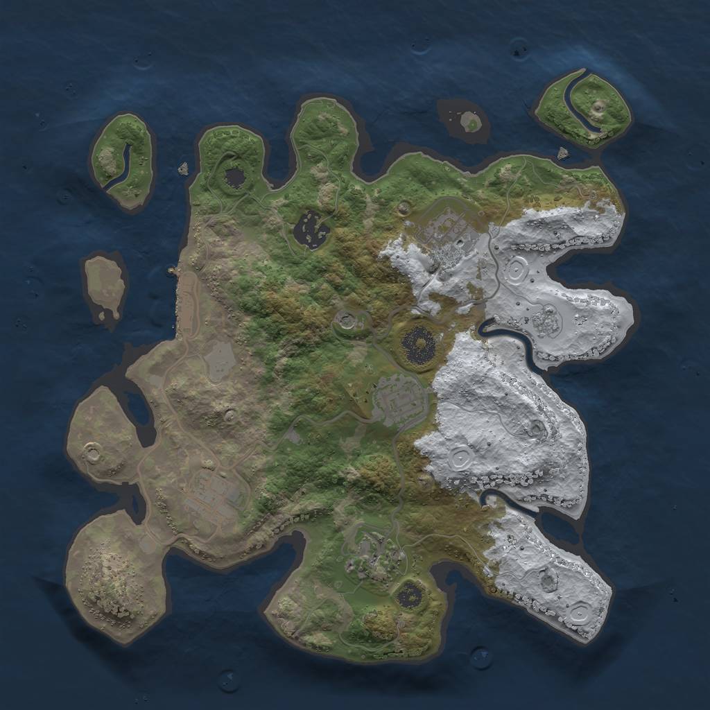 Rust Map: Procedural Map, Size: 3000, Seed: 55555555, 13 Monuments