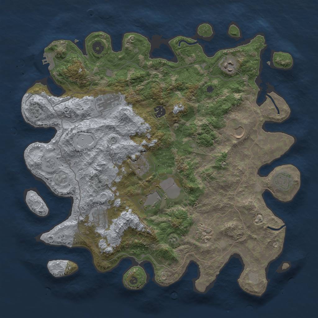 Rust Map: Procedural Map, Size: 4000, Seed: 870545, 18 Monuments