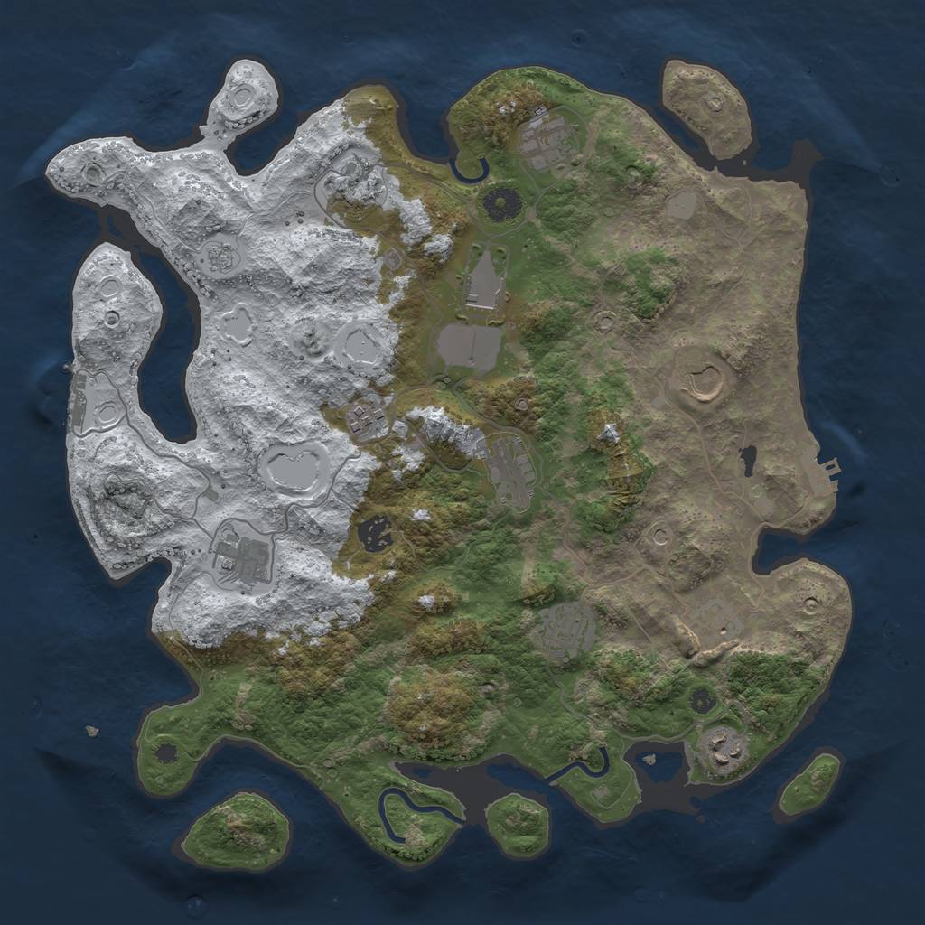 Rust Map: Procedural Map, Size: 3850, Seed: 1309204458, 20 Monuments