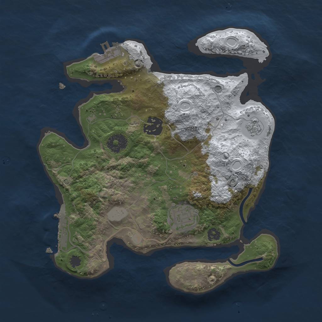 Rust Map: Procedural Map, Size: 2500, Seed: 17530, 10 Monuments