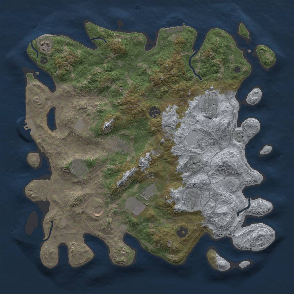 Rust Map: Procedural Map, Size: 4000, Seed: 61004920, 18 Monuments