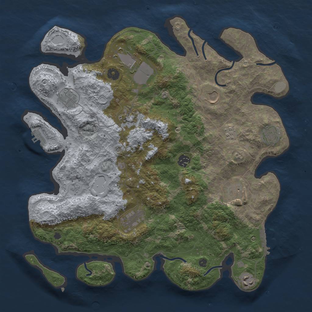 Rust Map: Procedural Map, Size: 3850, Seed: 591491195, 19 Monuments