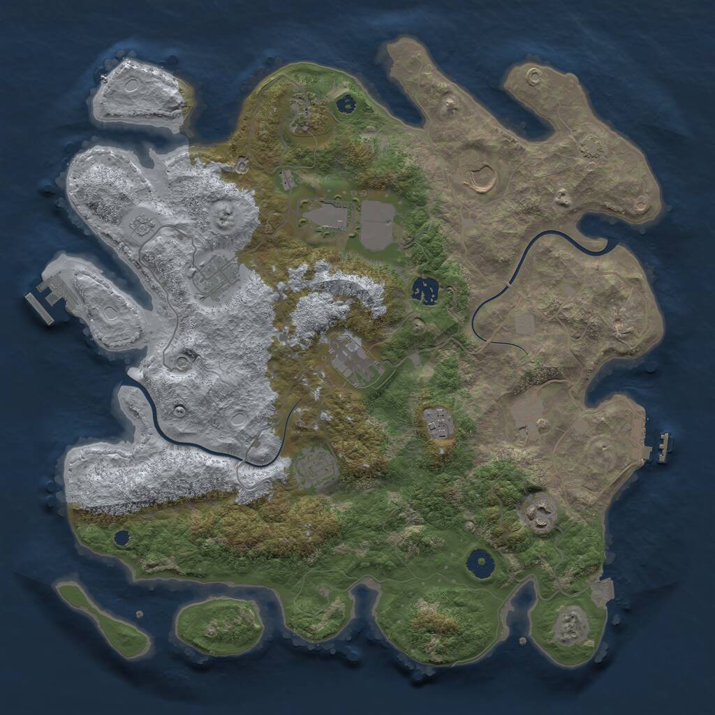 Rust Map: Procedural Map, Size: 3850, Seed: 591491195, 16 Monuments