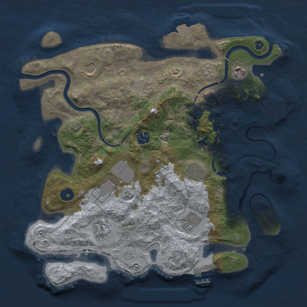 Rust Map: Procedural Map, Size: 3500, Seed: 897097, 14 Monuments