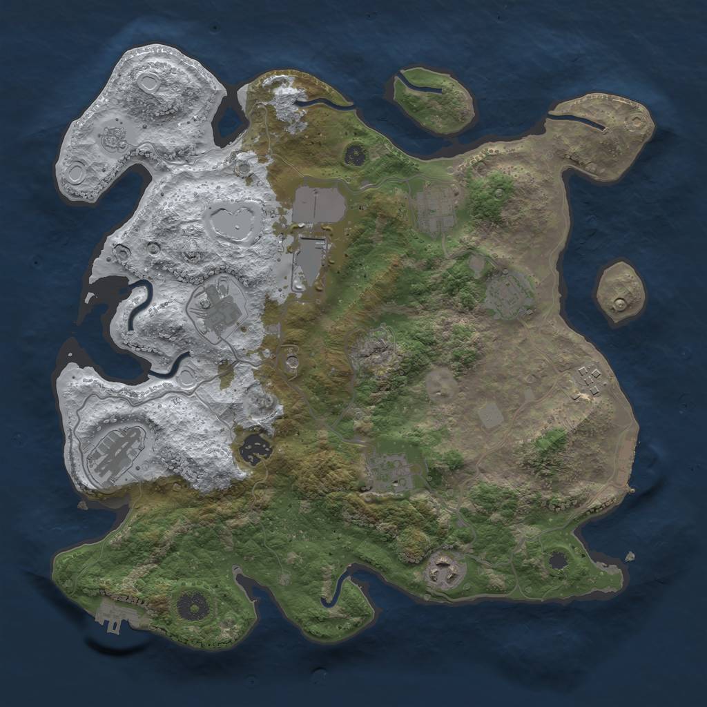 Rust Map: Procedural Map, Size: 3500, Seed: 1065221856, 18 Monuments