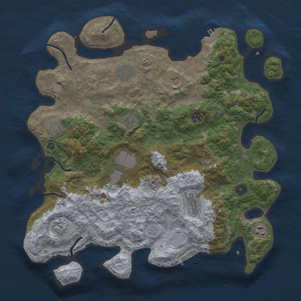 Rust Map: Procedural Map, Size: 4000, Seed: 674455, 18 Monuments