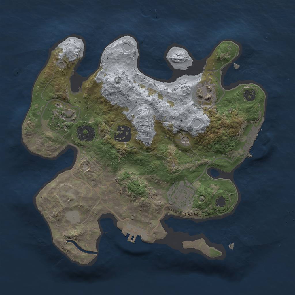 Rust Map: Procedural Map, Size: 2500, Seed: 1845422617, 12 Monuments