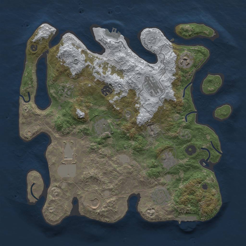 Rust Map: Procedural Map, Size: 3500, Seed: 1576691547, 18 Monuments