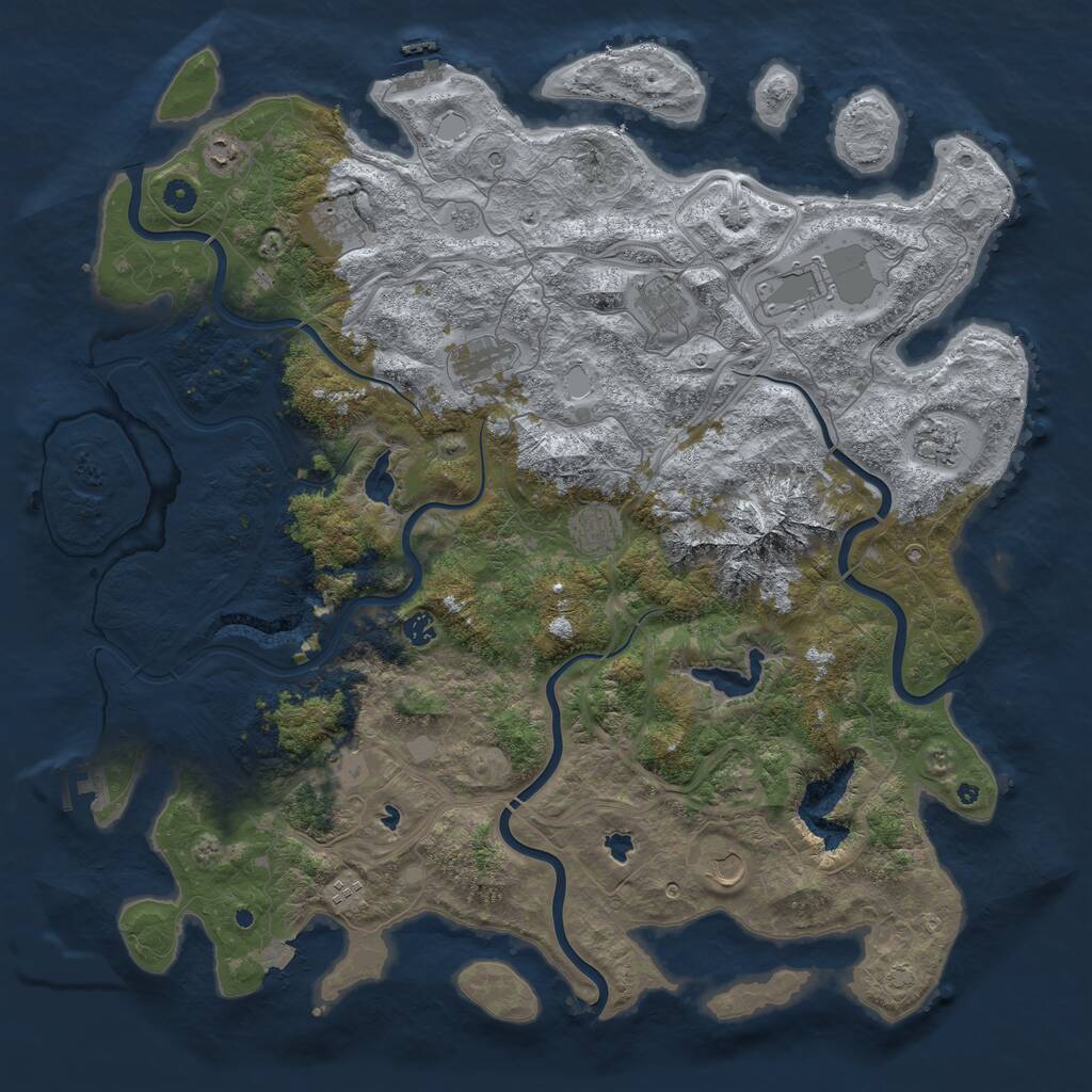 Rust Map: Procedural Map, Size: 5000, Seed: 5430, 17 Monuments