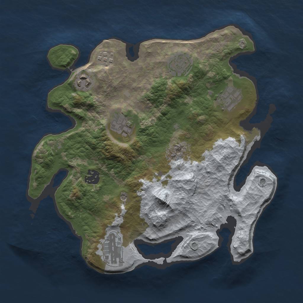 Rust Map: Barren, Size: 3000, Seed: 13, 10 Monuments