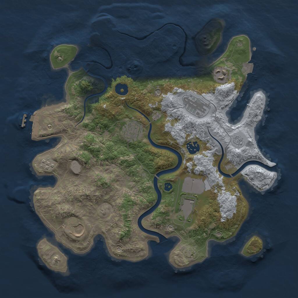 Rust Map: Procedural Map, Size: 3500, Seed: 32117, 13 Monuments