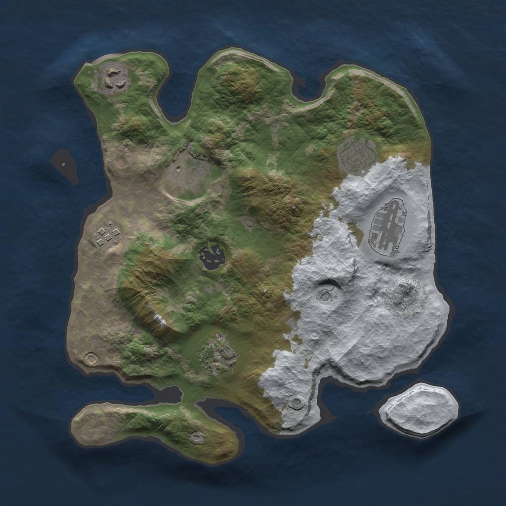 Rust Map: Barren, Size: 3000, Seed: 1260359979, 10 Monuments