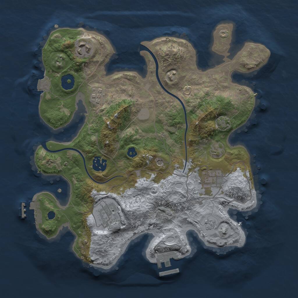 Rust Map: Procedural Map, Size: 3000, Seed: 2443516, 11 Monuments
