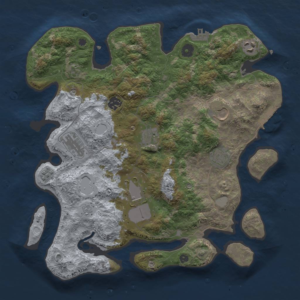 Rust Map: Procedural Map, Size: 3500, Seed: 571826043, 17 Monuments