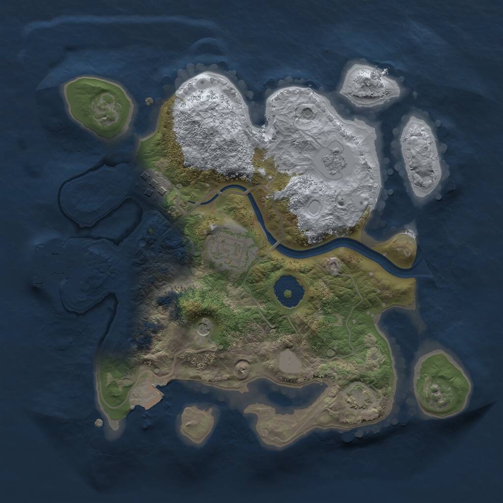 Rust Map: Procedural Map, Size: 2500, Seed: 57334, 7 Monuments