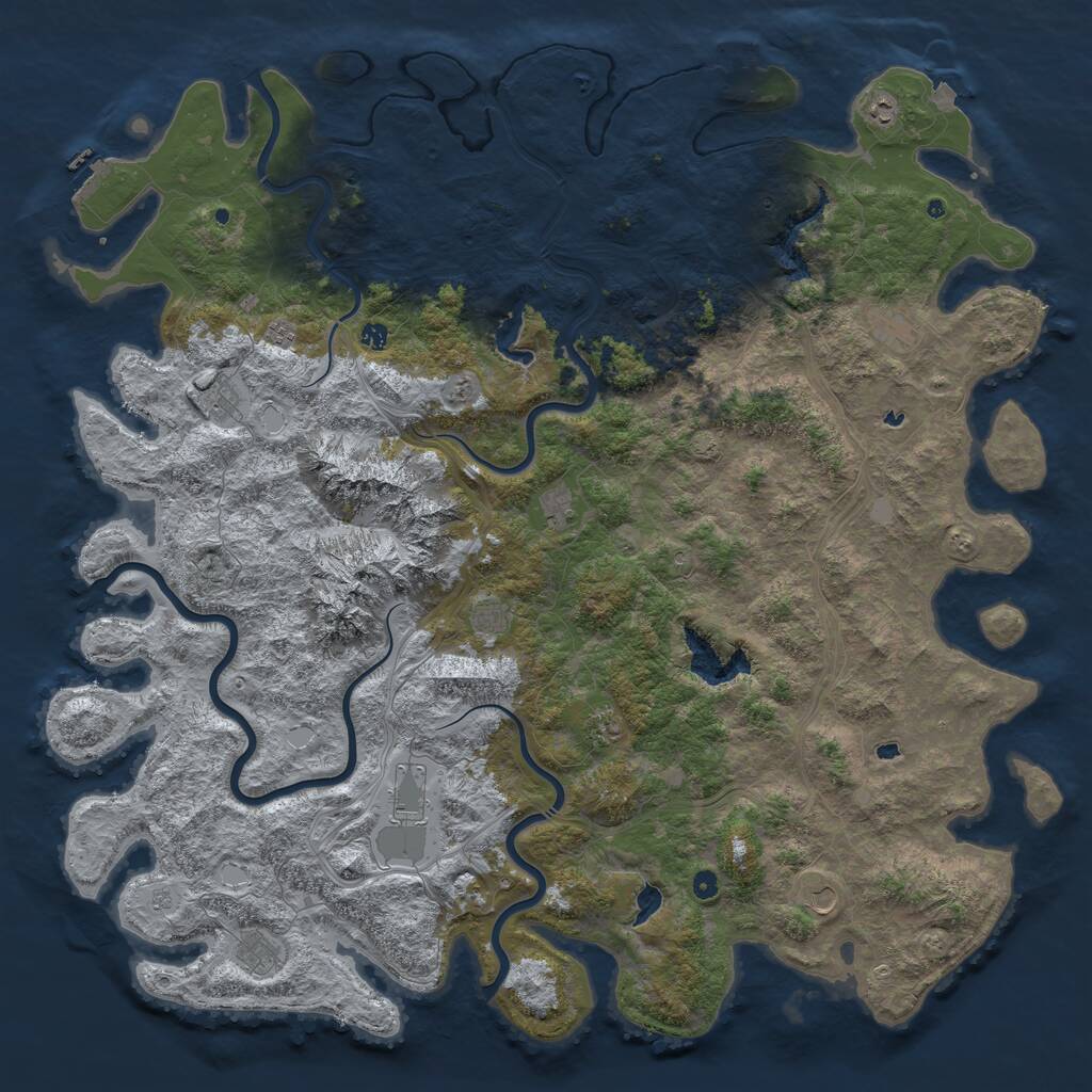 Rust Map: Procedural Map, Size: 6000, Seed: 10101, 17 Monuments