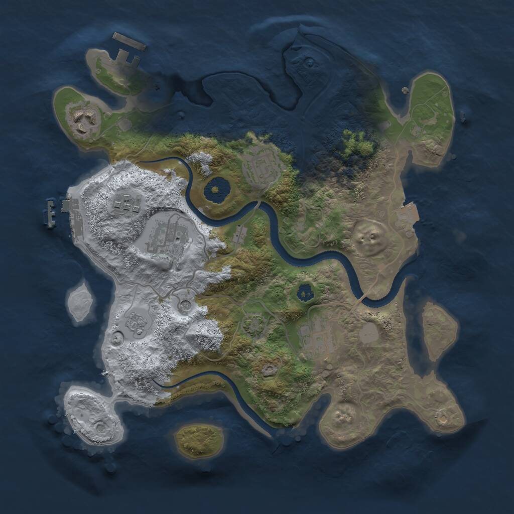 Rust Map: Procedural Map, Size: 3000, Seed: 1362381555, 11 Monuments