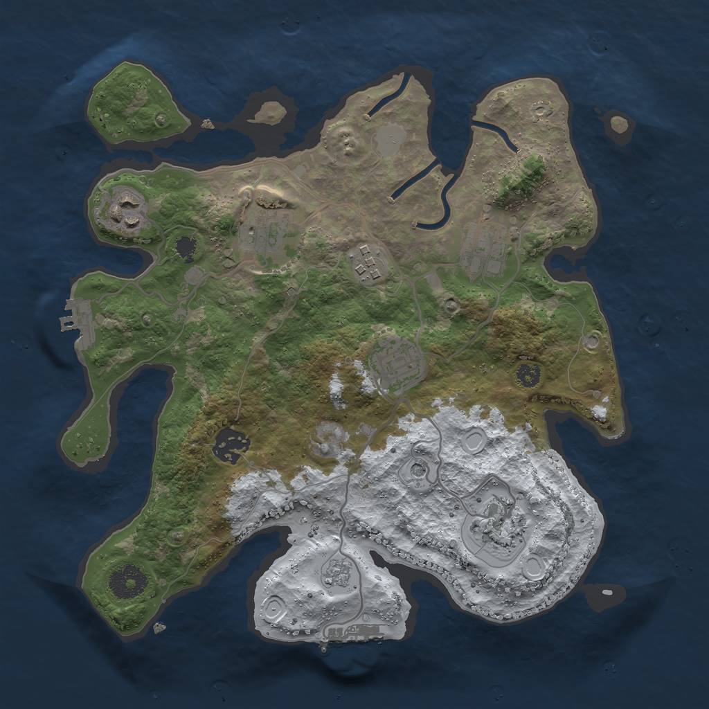 Rust Map: Procedural Map, Size: 3000, Seed: 17417, 16 Monuments